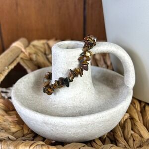 Natural Tiger Eye Chip Bead Stretch Bracelet Gemstone Healing Energy Bohemian